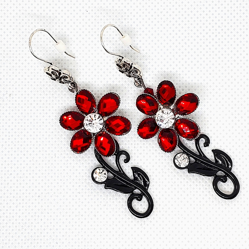 Red flower Earrings